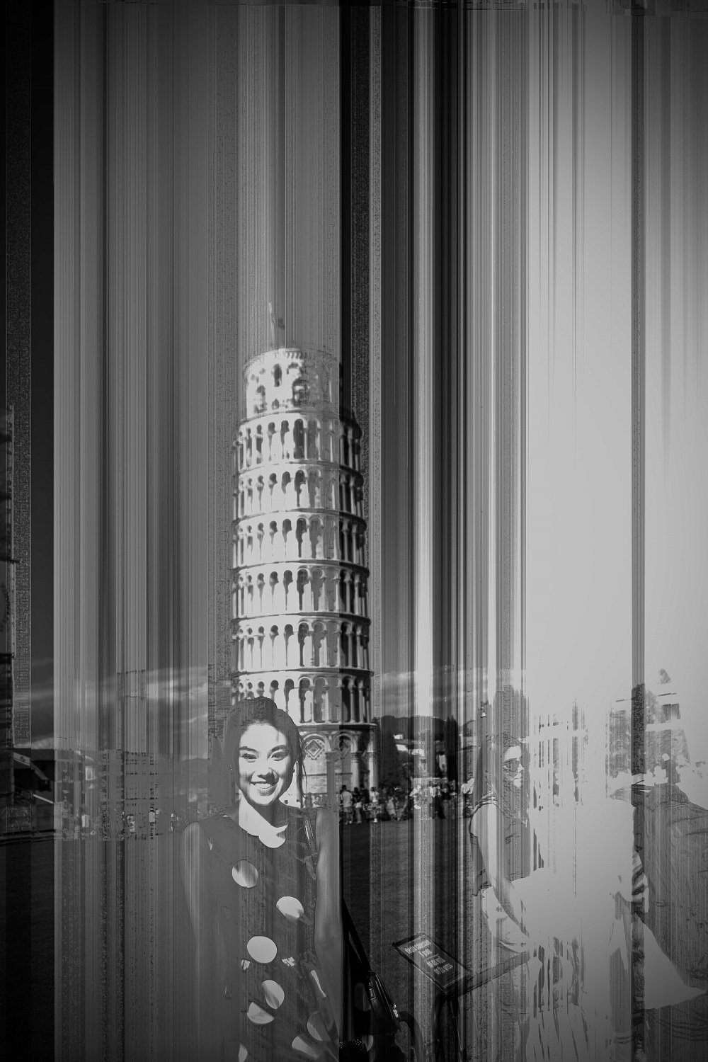 Tour de Pise en noir et blanc
